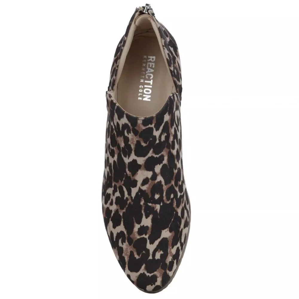 Kenneth Cole Reaction Leopard Print Side Way Heeled Ankle Boot Animal Print 7.5‎